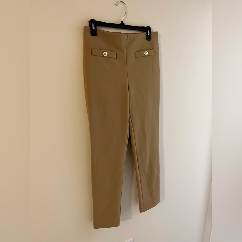 Rachel Zoe Camel Trousers with Button Accents